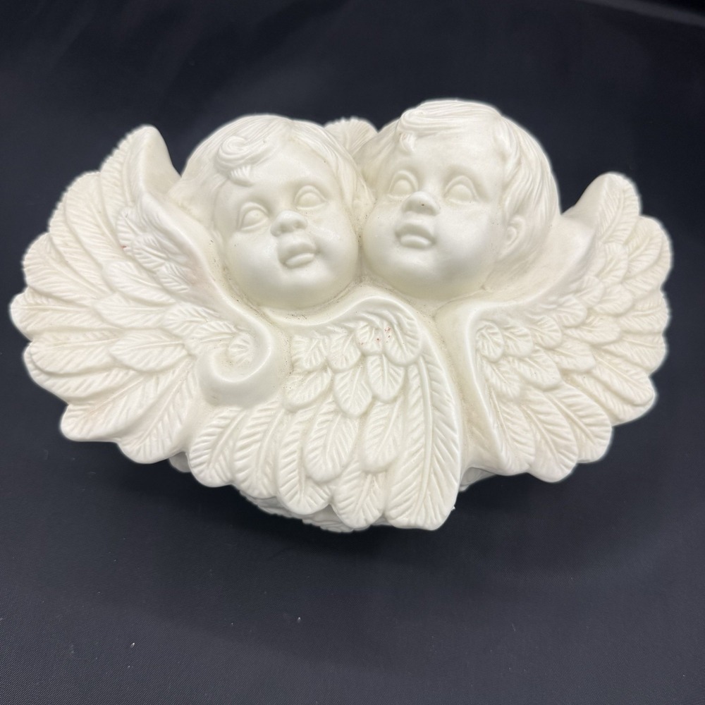 Vintage Angel Cherubs Porcelain Trinket‎ And Jewelry Box Gothic Victorian Style